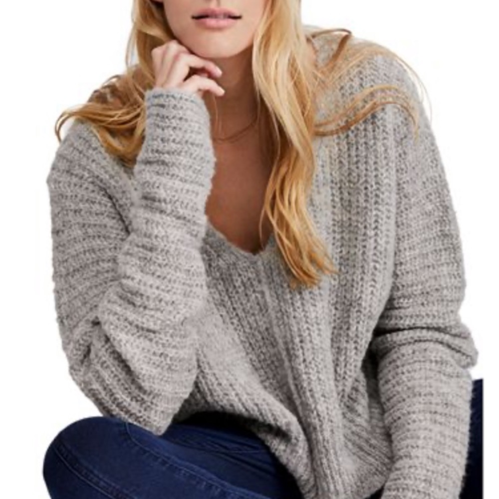 Knitted gray oversized free people sweater